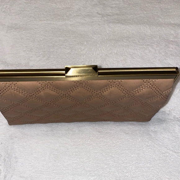 Rachel Roy Quilted Tan Faux Leather Clutch With Gold-Robe Hardware - Picture 3 of 14